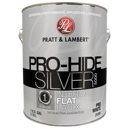 Pratt & Lambert ProHide Silver 5000 Z5300 Interior Paint, Flat, Pro White, 1 gal 0000Z5389-16